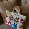 Granny tote bag with tusk handle