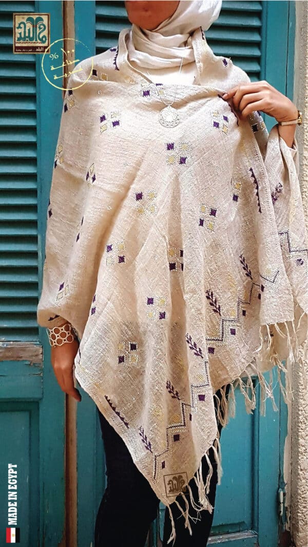 Embroidered Handmade linen shawl.