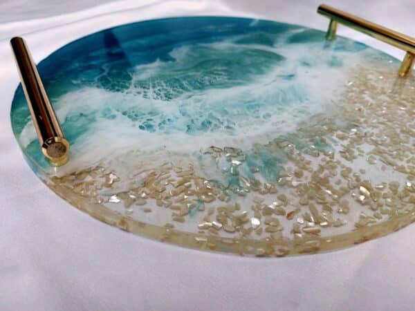 Seascape round resin tray