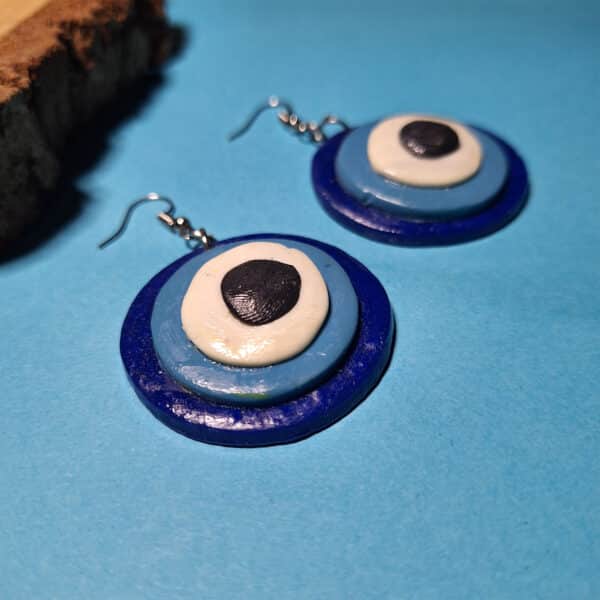 Polymer clay dangling earrings "Evil Eye"