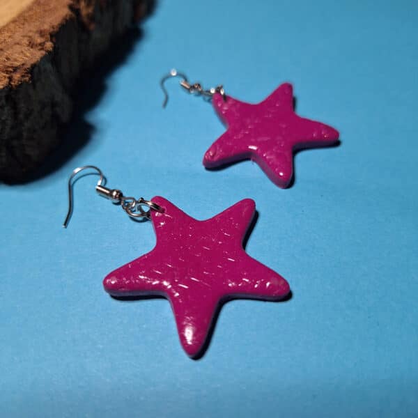 Polymer clay dangling earrings 'sea star'