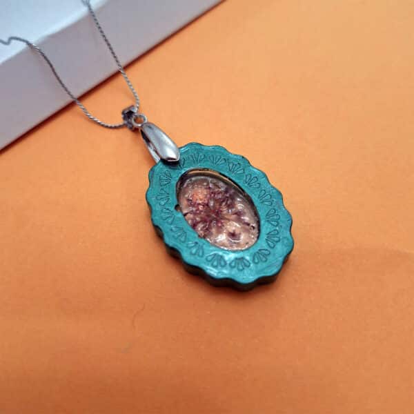 resin necklace with real dried flowers