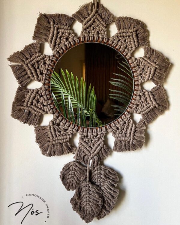 Cedar macramé mirror