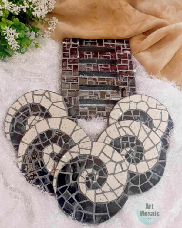 black and white mosaic coasters set