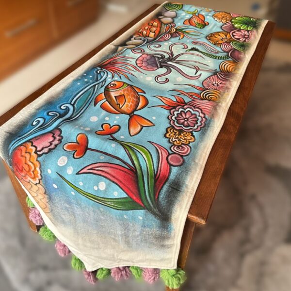 Linen Painted Table Runner 1.5m