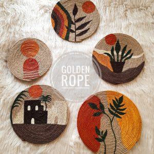 Golden rope hand painted jute plates