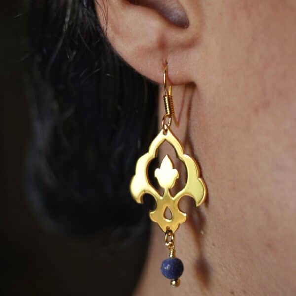 Earing - Gold plated 21k with Lapis Stone