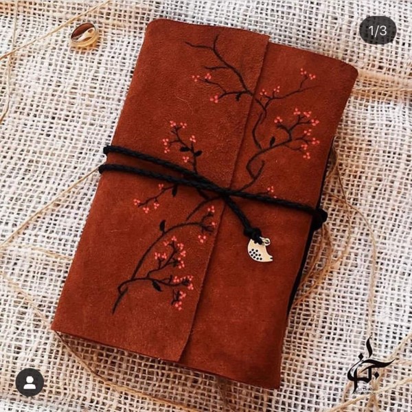 flowery leather notebook