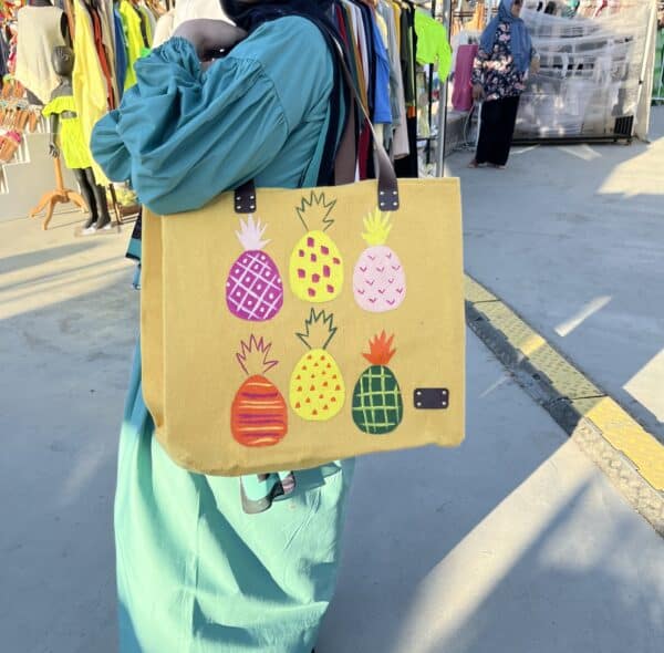 Hand painted group of pineapple Bag