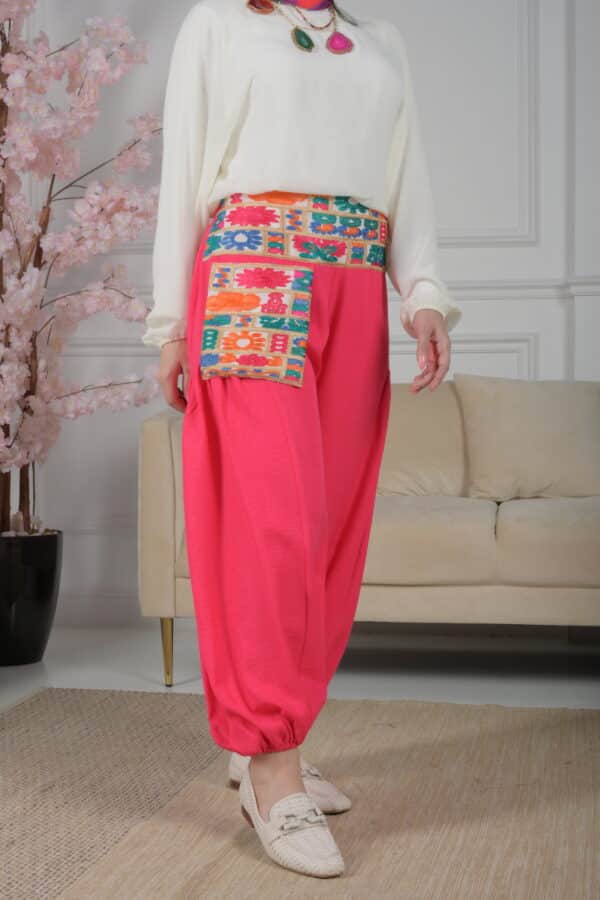 Linen pants with Indian trim