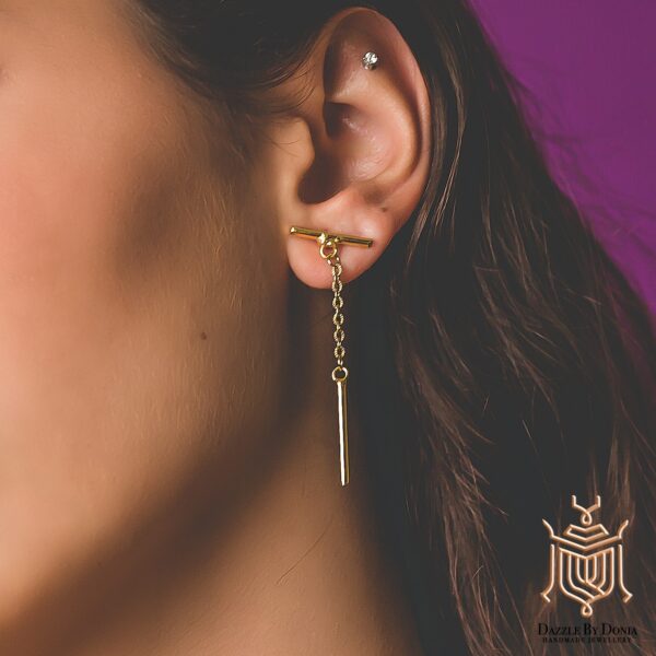 the T copper earrings