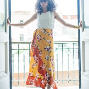 Orange and Mustard Wrap Skirt