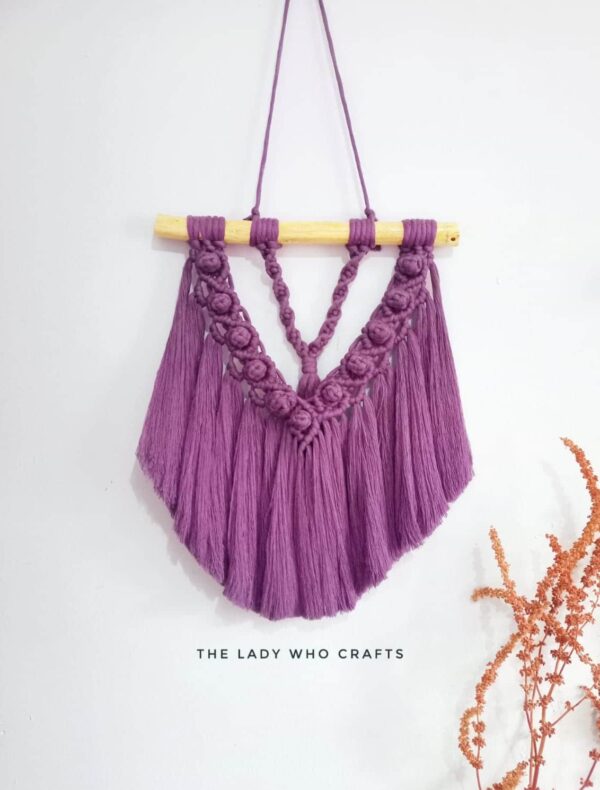 purple macrame wall hanging