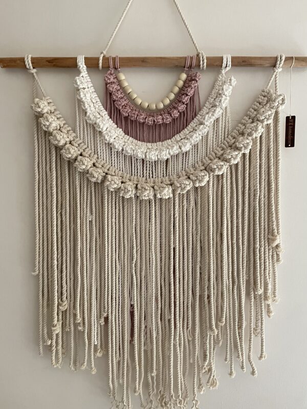 Triple coloured macrame wall hanging