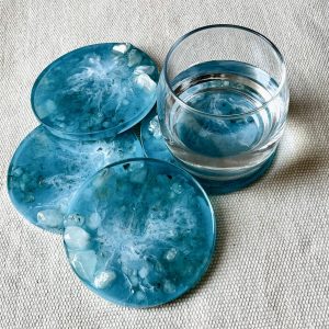 Handmade seascape coasters