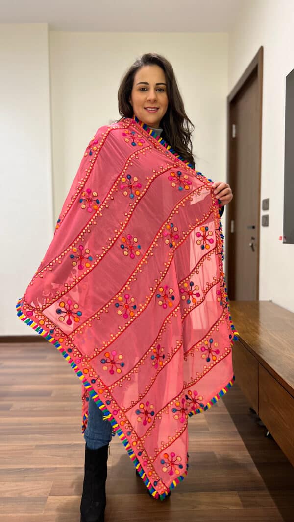 Pink Indian tassel shawl