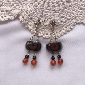 "Vintage Browen Black Agate Tibetan earring - Timeless Beauty Handcrafted with Passion