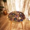 agate like epoxy top table with wooden legs