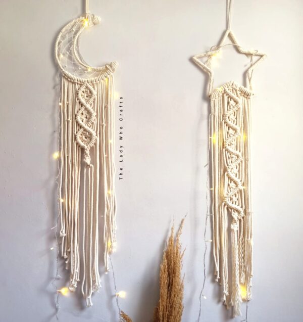 Macrame moon and star wall hanging