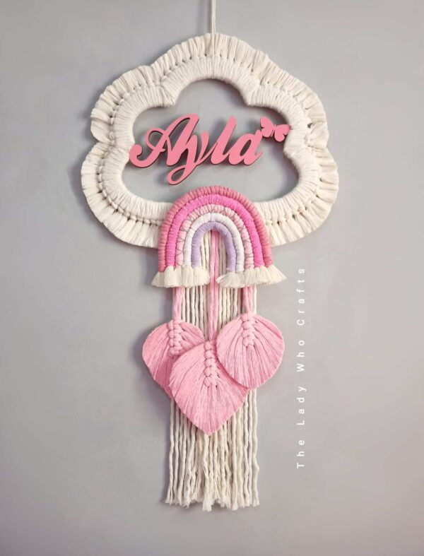 Macrame baby's name cloud wall hanging 💕