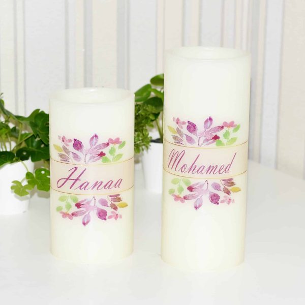 2 Colorful Flowers Candle Set, Personalized Candles, Flameless Candle, Handmad