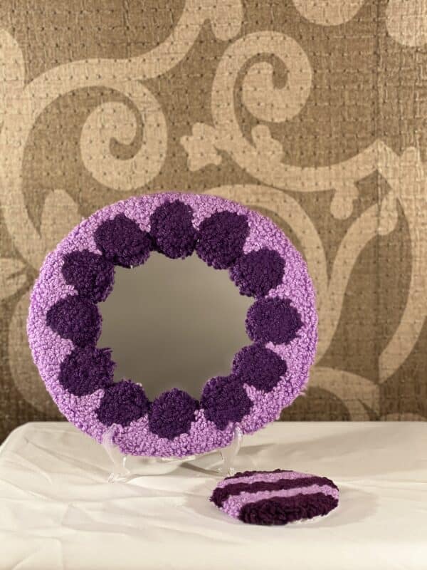 Shades of purple rounded mirror frame