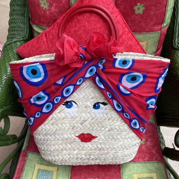 LOLA Red Eye Straw Bag