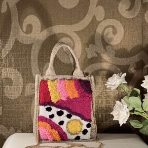 Colored tufted jute bag