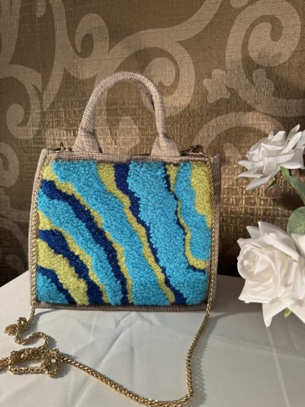 Colored tufted jute bag