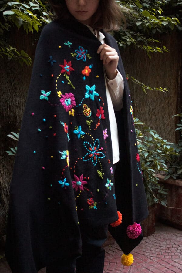 Black Wool Bohemian Shawl