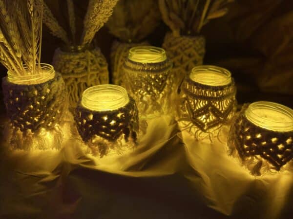 Macrame jars and flower vase