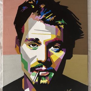 pop art acrylic painting of johnny depp