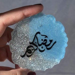 blue silver round ramadan decoration with magnet