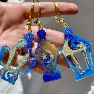 key chain fanous ramadan in blue purple and gold