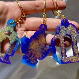 key chain fanous ramadan in blue purple and gold