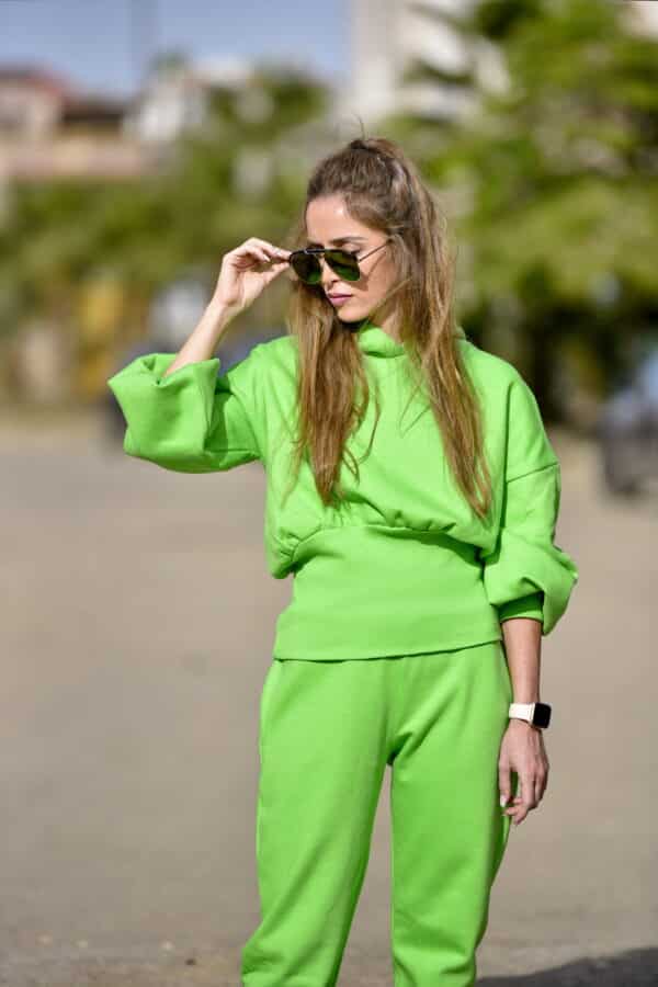 Apple Green Ribbed Waist tracksuit