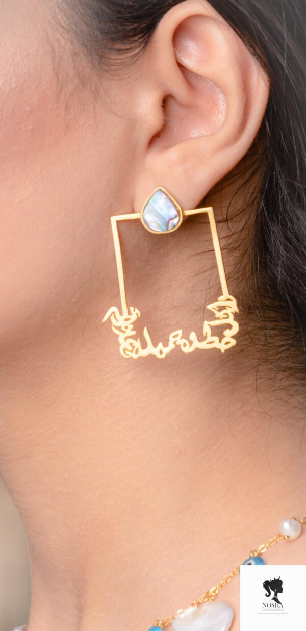 Handmade copper earring plated with gold 18k