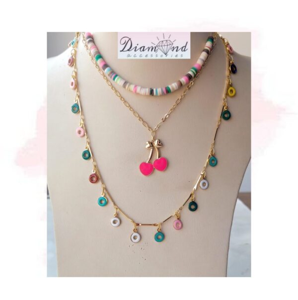 3-layered colorful necklace