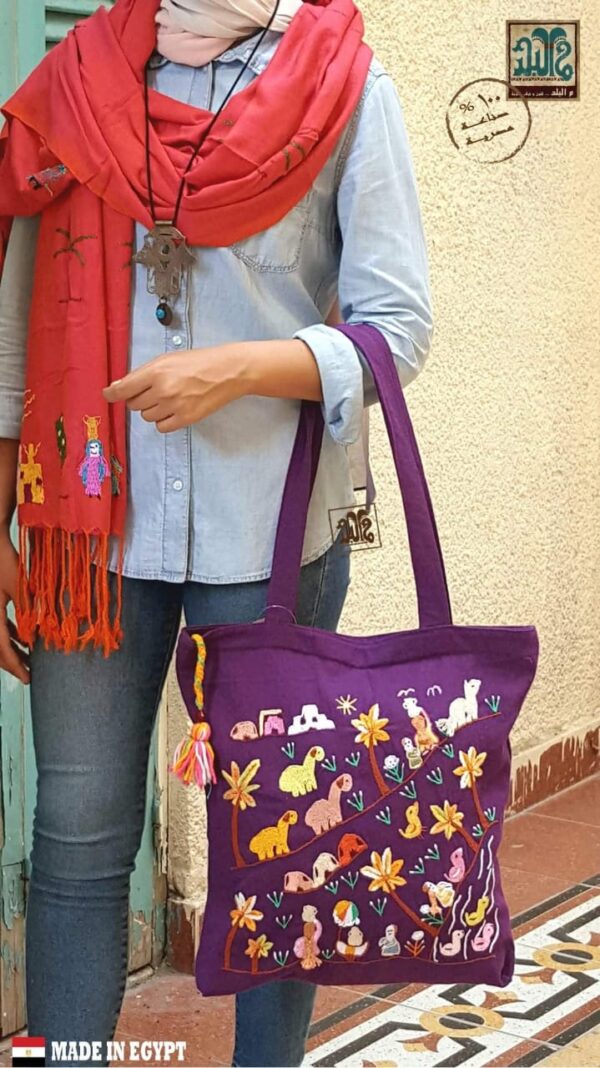 Purple Falahee tote bag.