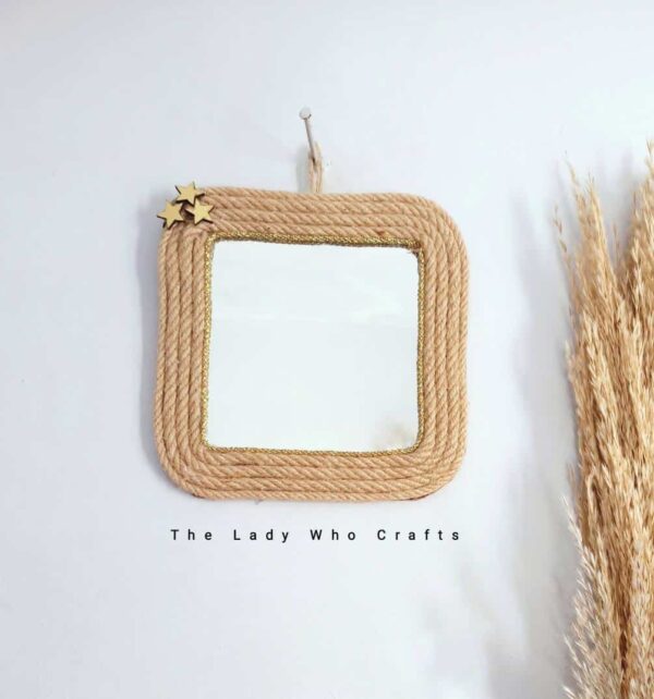 Jute square mirror