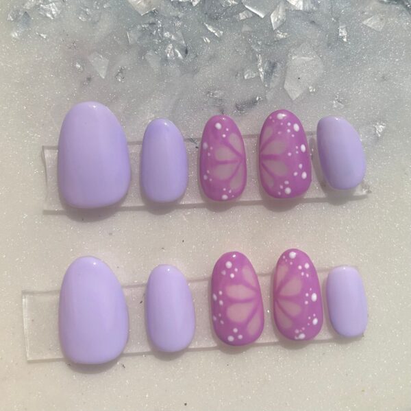 purple butterflies press-on nails