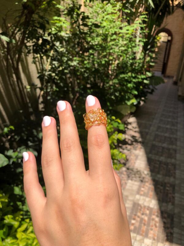 gold plated 18k Ring (white , crochet)