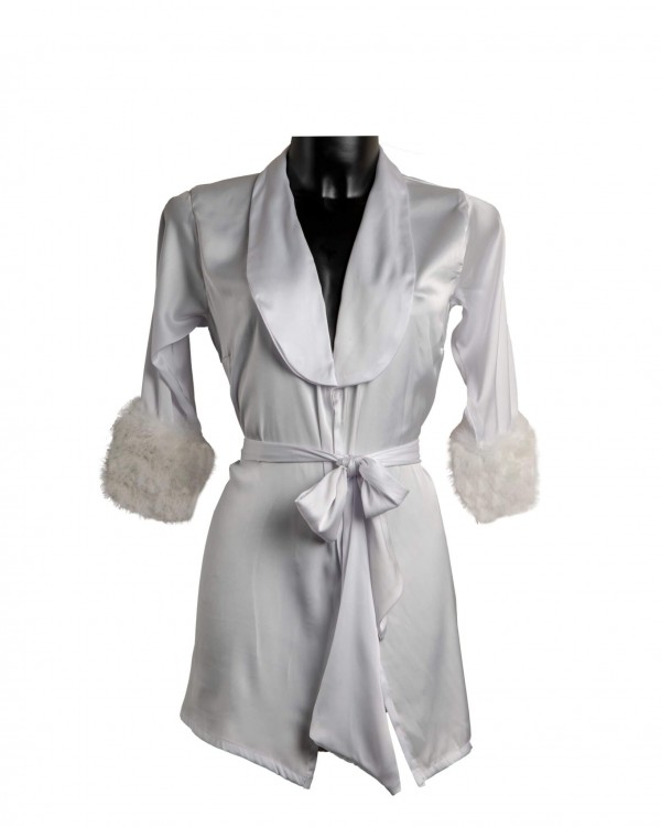 white silk robe