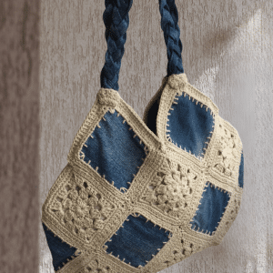 Tote denim x crochet bag