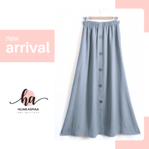 Gray Linen Modest Skirt with Buttons