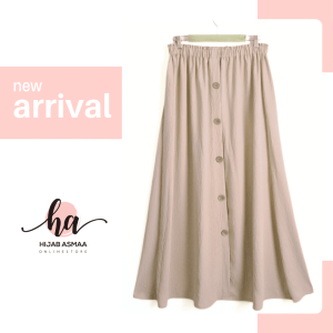 Beige Linen Modest Skirt with Buttons