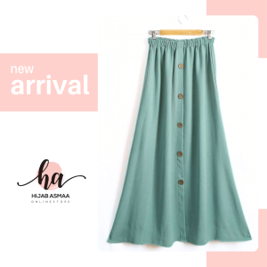 Mint Green Linen Modest Skirt with Buttons