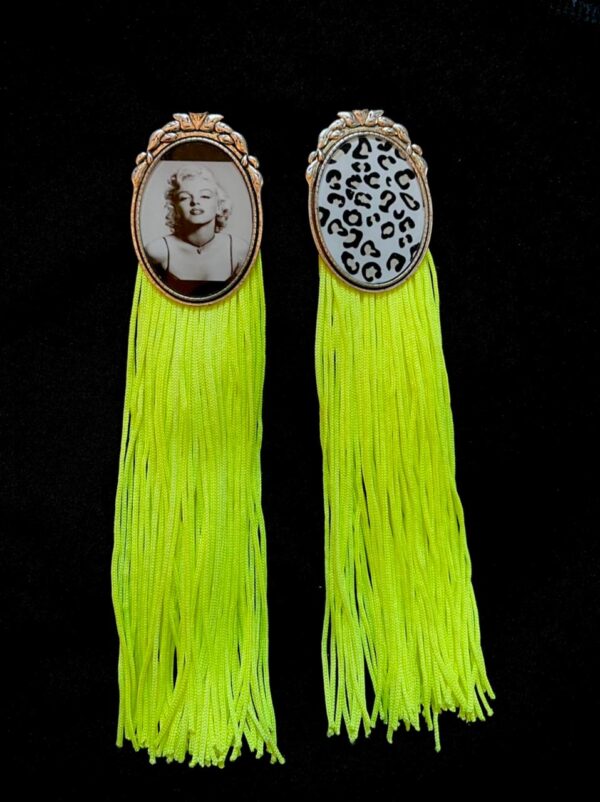 Neon Yellow Long Fringes Earrings